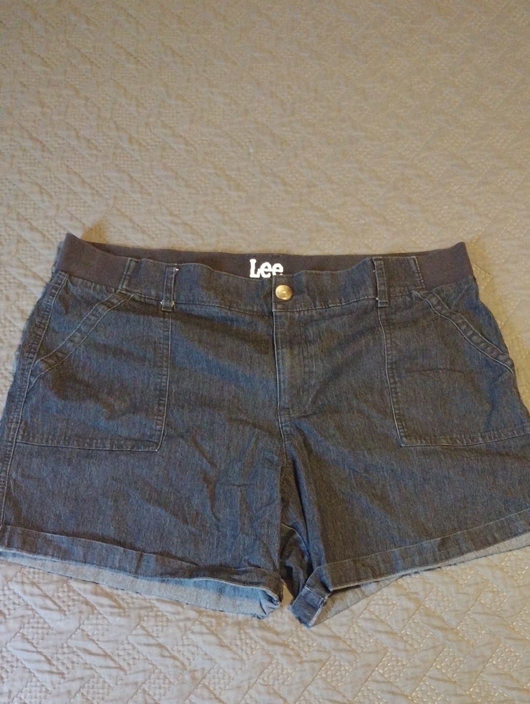 Lee Womens Indigo Denim Cuffed Shorts